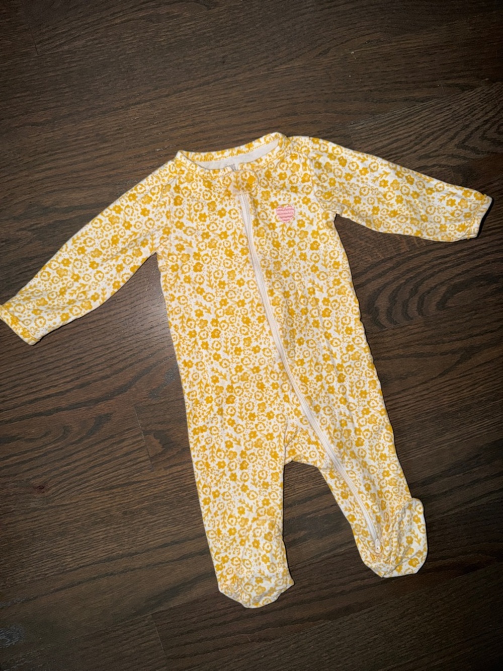 Carter’s Just One You Yellow floral 2-Way Zip Cotton Sleep & Play Pajamas | 9M